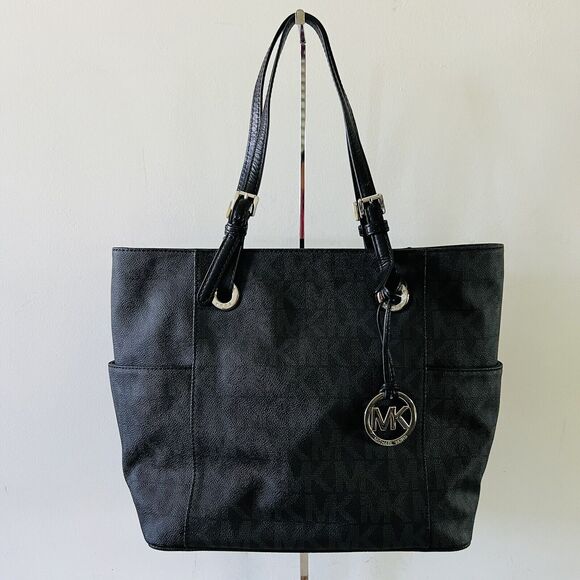 MICHAEL KORS Jet Set Item Black East West Signature Tote Bag - Picture 1 of 8